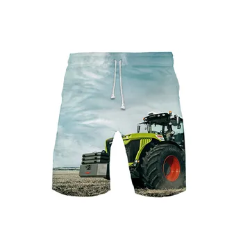 Nove Ljetne Taljenje, Kupanje, Plaža odjeća za muškarce, 3D print s uzorkom Traktora, Muške kratke hlače za jedrenje, быстросохнущие plaža gaćice