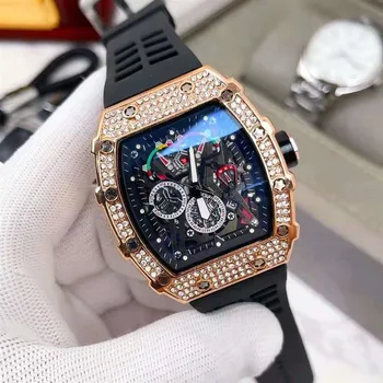 Vrhunski luksuzni muški brand, sportski sat s 3 upućuje sekundu unazad, dijamant automatski mens, potpuno opremljenog kvarcni sat