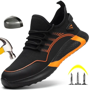 Za muškarce i žene, udobne radne cipele, zaštitne cipele, tenisice sa zaštitom od udaraca, uboda, неразрушаемая cipele narančaste boje