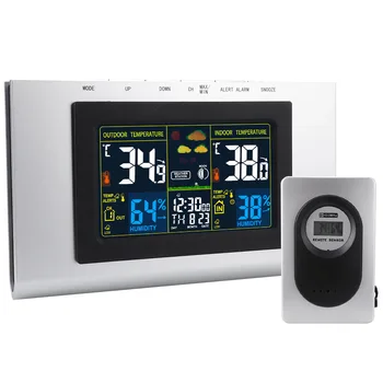 Višenamjenski zaslon u boji, bežična vremenska stanica, satovi, digitalni гигрограф, Kalendar, Boja alarm za temperaturu i vlagu