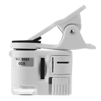 Univerzalni 60 Puta Telefonski Mikroskop s led pozadinskim Osvjetljenjem, ABS Zoom Mikroskopa Prijenosni sa Baterijom za Djecu Odrasle za Mobilne Smartphone