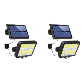 2X 160 COB Lampa za solarne baterije, senzor pokreta, sunčeva svjetlost, zidne lampe za vrt, garaža, pristupne staze, ograde trijema