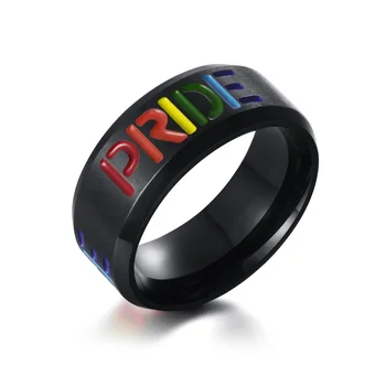 8 mm Par PONOSA Prelijeva prsten Za Angažman na Prst, Vjenčanje LGBT Zaljubljeni, Grupa Lezbijki i homoseksualaca, Šareni prsten od nehrđajućeg Čelika