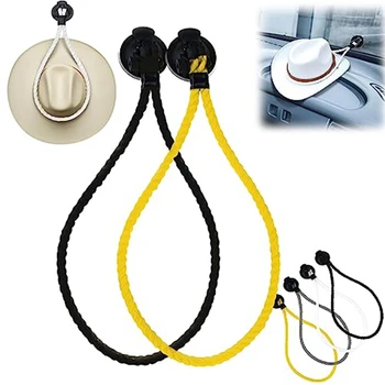 Nosači za kaubojski šešir od 2 dijela, Ropes držač za kaubojski šešir ručni rad, stalak za vaše vozilo sisanje čaša (crna + žuta)
