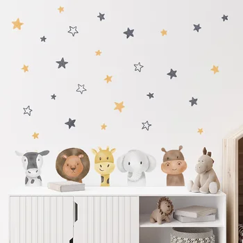 Kombinacija nacrtana crtani životinja, dekoracija zidova dječje sobe u vrtiću, dekorativne naljepnice za zid, soba dekor u stilu anime