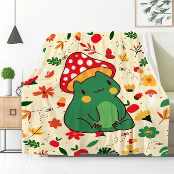 Deka od gljiva žaba, Плюшевое deka s crtani žaba, darove za djevojčice i dječake, Ultra Soft Lagan, Udoban šuma