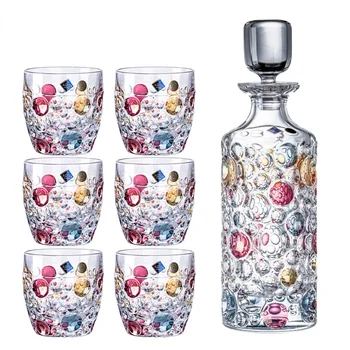 Češka kristalna čaša, čaša za viski, boca za vino, kreativni boji uzorak u obliku kapi vode, jednostavan luksuzni čašu za vino