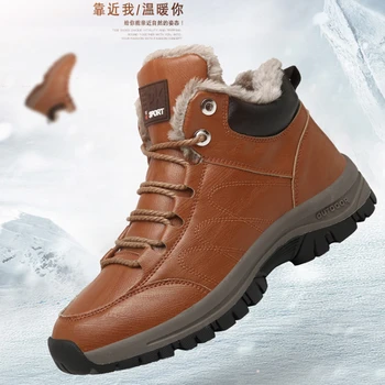 Zimske muške zimske čizme novi stil, koža s krznom, toplu od samta cipele sa pamučnom postavom, đonovi casual muške cipele za šetnju na otvorenom