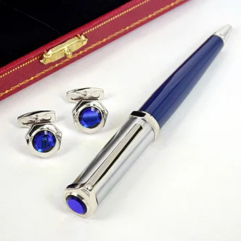 Luksuzna Kemijske olovke, VPR Heptagon CT Santos-Dumont Blue Sa Serijskim brojem U Klasičnom Stilu, Poslovni Manžete, Poklon kutija, Set