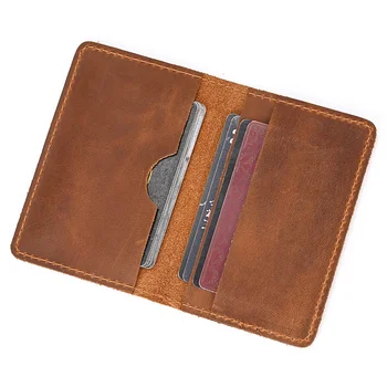 Modni kožni novčanik za putovnice u retro stilu, držač za kartice, Dual Gospodo Tanke novčanike, prirodna cover za muškarce i žene
