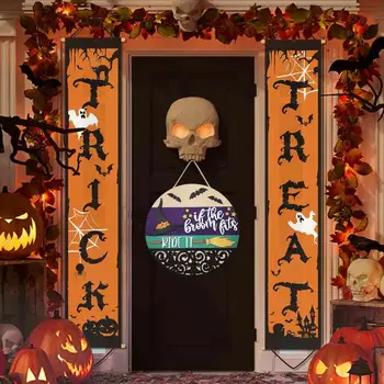 Vrata ukras u stilu šišmiša, Grozan dekor za Halloween, Duhovi, vještice, Dobrodošli s pločice s imenom na vratima za kućne zabave, zid