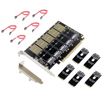 PCIe 5-Port kartica za proširenje M2 Key B SATA3.0 SSD JMB585 PCIe SATA M. 2 NVME PCIe Converter Card