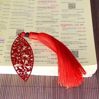 Metalna oznaka u etničkom stilu, stari stil, fin poklon za rođendan, lišće, crvena četkica, kineski stil, originalni studentski celina