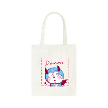 Ženske Slatka Холщовые torbe-тоут s likovima iz crtića, torbe Demon Doraemon, ženske torbe na rame, torba za kupovinu, reusable torba za kupovinu