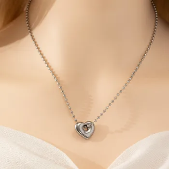 Ogrlica sa Zvijezdom u obliku breskve srca u stilu Y2K, Srebrno шейная lanac od nehrđajućeg čelika, super ukrasna ogrlica u ulici stil za djevojčice