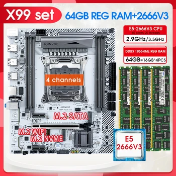 Kit matične ploče JGINYUE X99 Xeon E5 2666 V3 Procesor 64G (4*16) 1866 Mhz DDR3 ECC memorija za LGA 2011-3 Sučelje Nvme M. 2 SATA