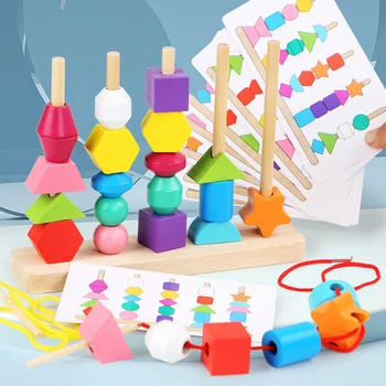 Drvene igračke Montessori boja oblik zagonetka za igre sa polaganja boja rastopljeni trening boji rane razvojne igračke dar za djecu