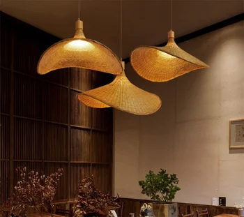 Bamboo Luster, Pletena od ratana Stropni Viseći svijećnjak, Stropne lampe za ručno Tkanje, Home Dekor za dnevni boravak