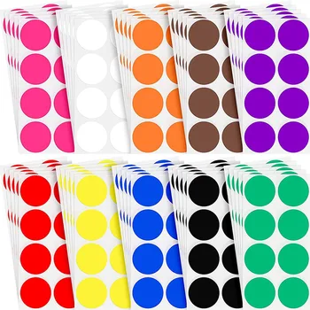 2-inčni okrugla naljepnica s shemu kodiranja, 10 različitih boja, naljepnica u obliku krugova i točaka, Samoljepivi u boji monotono naljepnica (400)
