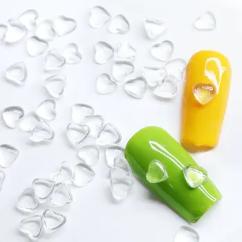 200 kom./compl. 3D Prozirne privjesci za nokte u obliku srca, 6 mm, Ukras za nokte od prozirne smole, dijamanata za manikuru 