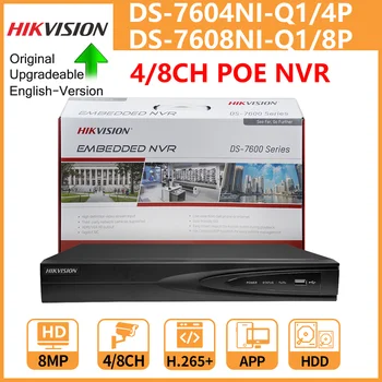 Video rekorder Hikvision 4K PoE 4CH DS-7604NI-Q1/4P 8CH DS-7608NI-Q1/8P 8MP dvosmjerna audio za video nadzor kamera Mrežni Video snimač