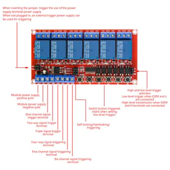 Relejni modul 6-kanalni 5-12-24 v Relejni modul, štit ploče s podrškom za оптрона, okidač visoke i niske razine za Arduino
