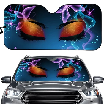 Auto-hot 3D oči sa sjenilom u obliku Leptira, zaštita kabine, Теплоотражающий sjenilo na vjetrobranskom staklu automobila, sjenilo na vjetrobranskom staklu