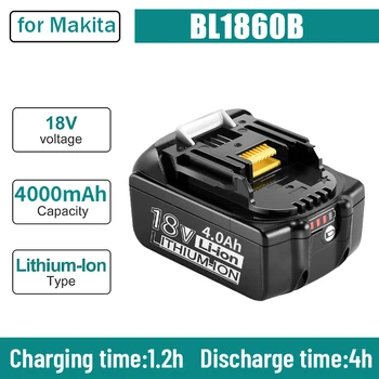 100% Originalna baterija baterija baterija baterija Baterija za električne alate 18V 4000mAh sa led litij-ionske Zamjene LXT BL1860B BL1860 BL1850