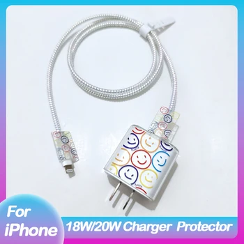 Zaštita kabela s nasmijana lica za iphone 20 W Brzi punjač Originalni američki adapter Zaštitna ljuska za Apple 11 12 13 14