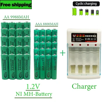 AA + AAA Baterija 100% potpuno Novi i Originalni 1,2 AA9988MAH + AAA8800MAH + Punjač baterija NI MH Punjiva Baterija za Šišanje, Brijanje, Kalkulatora
