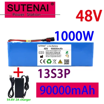 48v90ah 1000W 13s3p 48V 18650 li-ion baterija za 54,6 V электровелосипеда-skuter s BMS + 54,6 V punjač + rezervna baterija