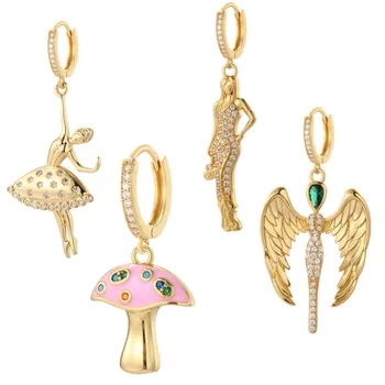 Богемные lijepe naušnice i prsten u obliku Anđela-gljiva za žene, u paru naušnice, prstenje zlatne boje, modni korejski naušnice