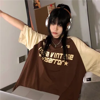Y2K Korejski Vintage Ulični Odjeća, Svakodnevne Majice Acubi Harajuku Egirl kratkih rukava, Гранжевая Estetika, Prevelike Majice, Majice, Odjeću
