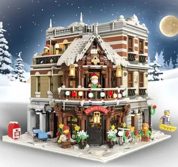 Na raspolaganju Creative StreetView Claus Igračke 89143 Moc Bricks Modularni Model Kuće Građevni Blokovi U Prikupljanju Kvadratnom Božićni Poklon