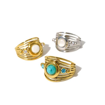 DIVLJA I BESPLATNI PVD 18 DO Pozlaćeni Prsten od Nehrđajućeg Čelika za Žene Plavi Kamen Crystal Luksuzne Dizajnerske Nakit Poklon