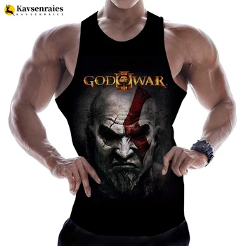 Topla popularna igra God of War, Trendi Ljetne muške majice bez rukava, Strme plaža majice s 3D ispis u stilu Харадзюку