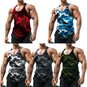 Godišnji камуфляжный prsluk, muška majica, prozračna majica za bodybuilding, prsluk za teretane, muška majica bez rukava, funky majica za fitness s okruglog izreza