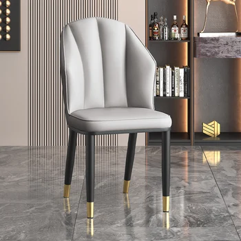 Blagovaona stolice na skandinavski zlatnim nogama, moderni i luksuzni blagovaona stolice u skandinavskom stilu, kožna ergonomski dizajn namještaja, bijele boje sa visokim kvalitetom Cadeira Sillas