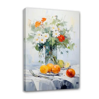 Vaza za stolom Forbeauty, Crveni Cvijet, Narančasti okvir, Galerija canvas, slikarstvo, Šarene Vaza starinski Za uređenje doma