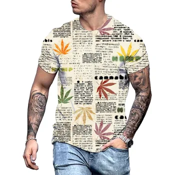 T-shirt, muški džemper velike veličine, visoko kvalitetan ispis u stilu харадзюку od lišća konoplje i bilje, ljetna novost, 2023