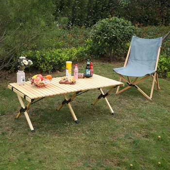 Stol za piknik na otvorenom, Stolovi za перекатывания jaja, Prijenosni Sklopivi Stolovi i stolice od masivnog drveta, Marširati Mini-Vrt okrugli stol