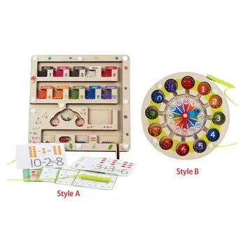 Labirint s bojama i brojevima, plitko моторика, drvena ploča-puzzle za djecu predškolskog uzrasta 3-5 godina, dječaci i djevojčice