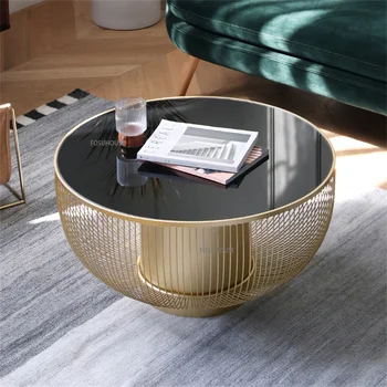 Stolići od kovanog željeza, u skandinavskom stilu za dnevni boravak, namještaj za kuću, Kreativni dizajn, Metalni okrugli stolić za kavu, Crni приставной stol za kauč