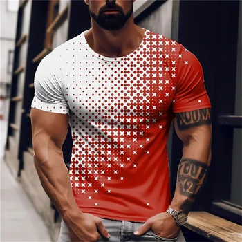 Rubin-crna majica s geometrijskim uzorkom, muška majica s apstraktan crtež, vanjska odjeća s 3D ispis, retro moda, svakodnevni muška odjeća