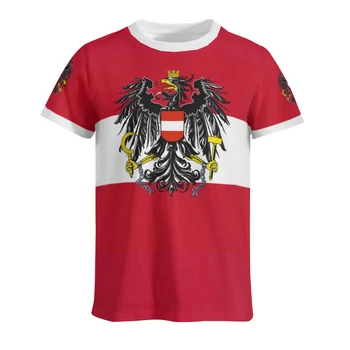 Majice sa zastavom Austrije 3D od crno tkanine, odjeća, majice, muške i ženske majice, majice za nogometnih navijača, dar