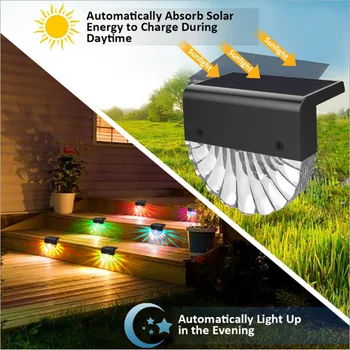 Nove Vanjske solarni vrt svjetla za ograde s inteligentnim senzorom osvjetljenja IP65, vodootporan za vanjske stepenice, staze, vrt