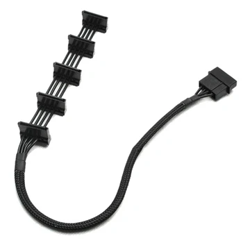4-Pinski IDE 1-5 SATA Kabel za napajanje SATA Adapter Kabela Razdjelnika 18AWG s crnim rukavima 40 cm za zamjenu RAČUNALA-poslužitelja
