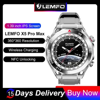 LEMFO Smartwatch Man 2023 Bluetooth Poziv NFC Pametni sat Muške Vodootporne Bežično punjenje 1,39 inčni ekran 360 * 360 HD