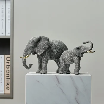 Umjetničke skulpture crnog slona od smole, apstraktan ukras za desktop, osjećaj za dizajn, dekoracija za dom, kip životinje