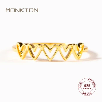 Prsten Monkton S925 od srebra s nekoliko elemenata Ljubavi za žene, Modni nakit za angažman u obliku srca zlatne boje, dar prijatelju, Bague Femme